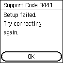 Error screen: Setup error